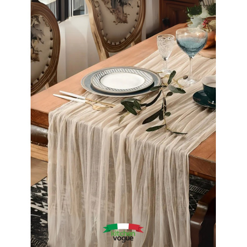 Kitchen Vogue Bohem Dekoratif Runner Masa Örtüsü (90x180) - Bej