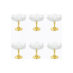 Gülümseten Avm Gold Ayaklı Cam Lotus Çiçeği Desenli Sunum Lokumluk | Kahve Yanı Atıştırmalık ve Şekerlik | 6 lı Set