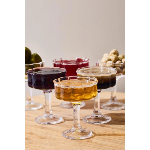 Glass Elmas 6 Lı Cam Ayaklı Kahve Yanı Lokumluk Kahvaltılık Kase Sunumluk 50ML