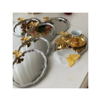 Mucit Home Paslanmaz Çelik Oval Model 20*25 cm Servis ve Sunum Tepsisi Kelebekli 6 Adet