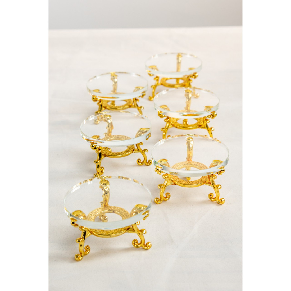 Yaren Style 6'lı Gold Ayaklı Cam Kahve Yanı Lokumluk Seti (6 cm)
