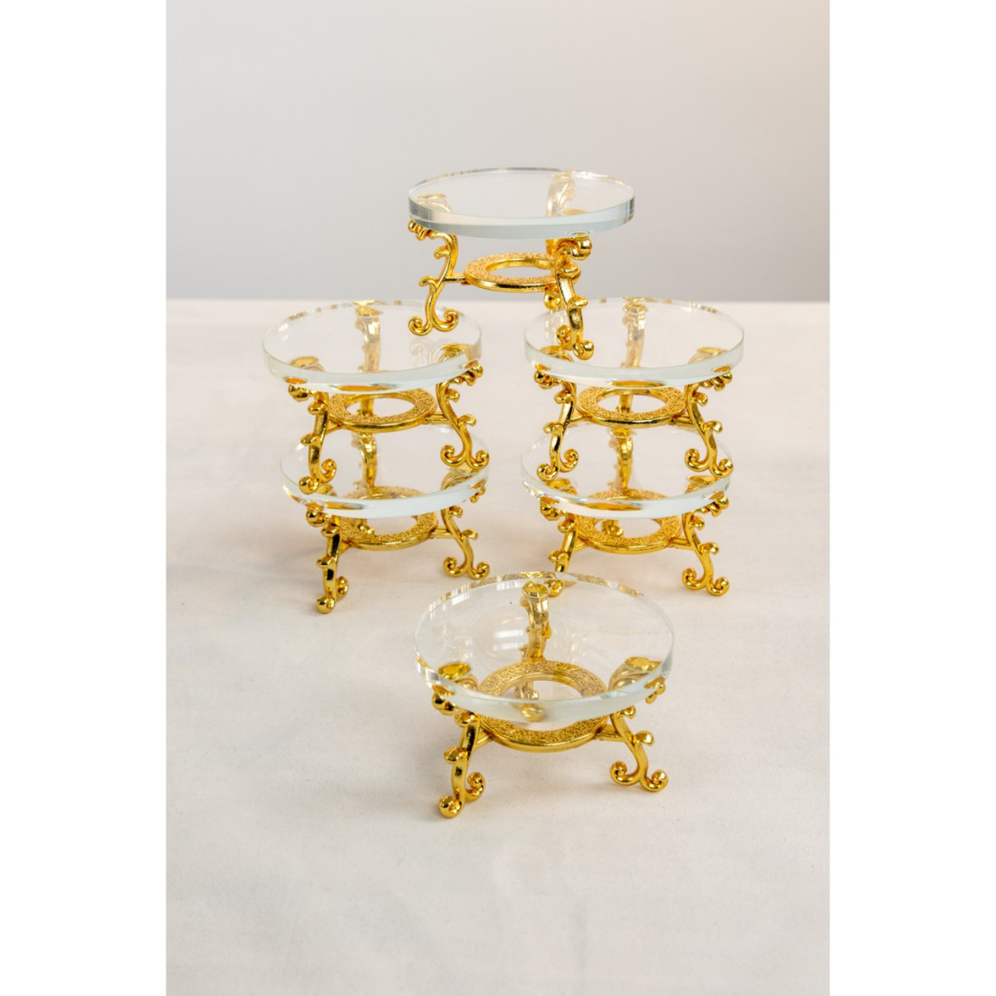 Yaren Style 6'lı Gold Ayaklı Cam Kahve Yanı Lokumluk Seti (6 cm)