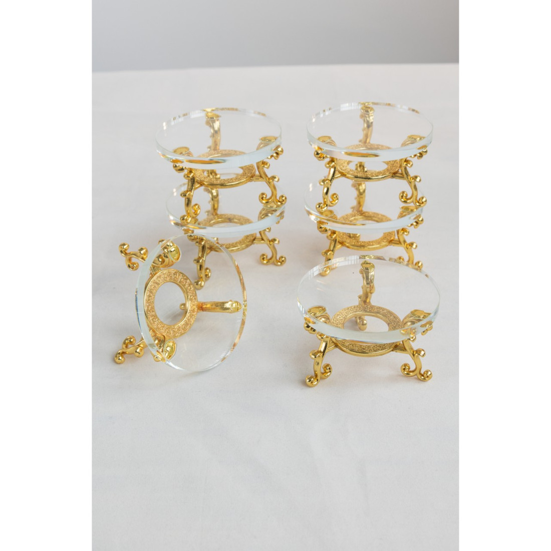 Yaren Style 6'lı Gold Ayaklı Cam Kahve Yanı Lokumluk Seti (6 cm)