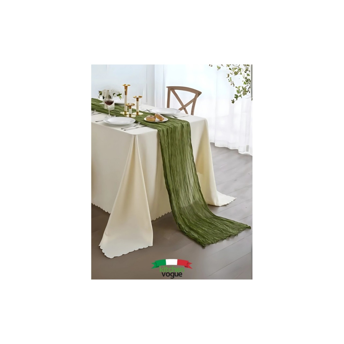 Kitchen Vogue Bohem Dekoratif Runner Masa Örtüsü (90x180) - Yeşil