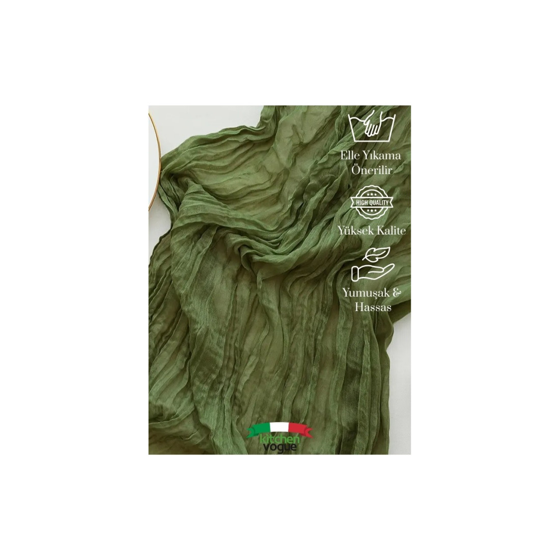 Kitchen Vogue Bohem Dekoratif Runner Masa Örtüsü (90x180) - Yeşil