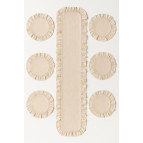 YUNUSOĞLU HOME Fırfırlı Runner ve Supla Takımı - Masa Örtüsü Takımı 7 Parça 145X40