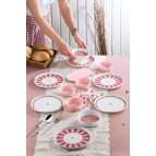 Kitchen Life Lovely Birds Kahvaltı Takımı 14 Parça 6 Kişilik Pembe Beyaz Seramik Set