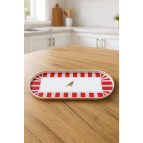 SHN Kuşlu Kahve Sunum Tepsisi 30*12 cm - Kırmızı