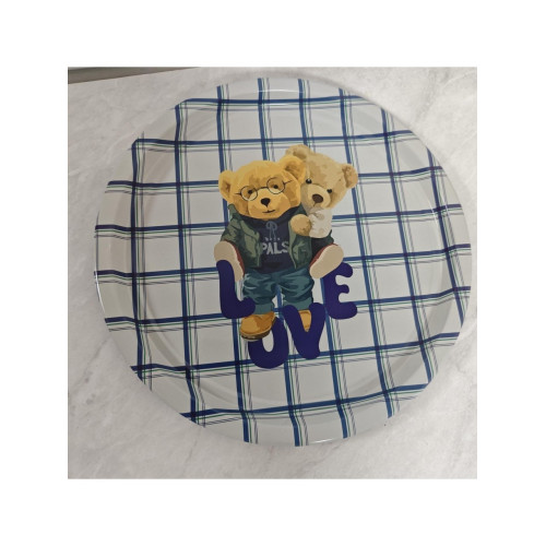 Teddy Bear Ayı Desenli Metal Tepsi - Love