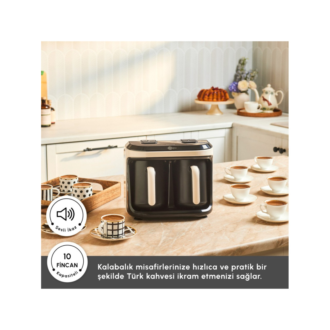 Karaca Hatır Hüp Düet Aromalı, Közde ve Türk Kahve Makinesi 10 Fincan Kapasiteli Bol Köpüklü Krem