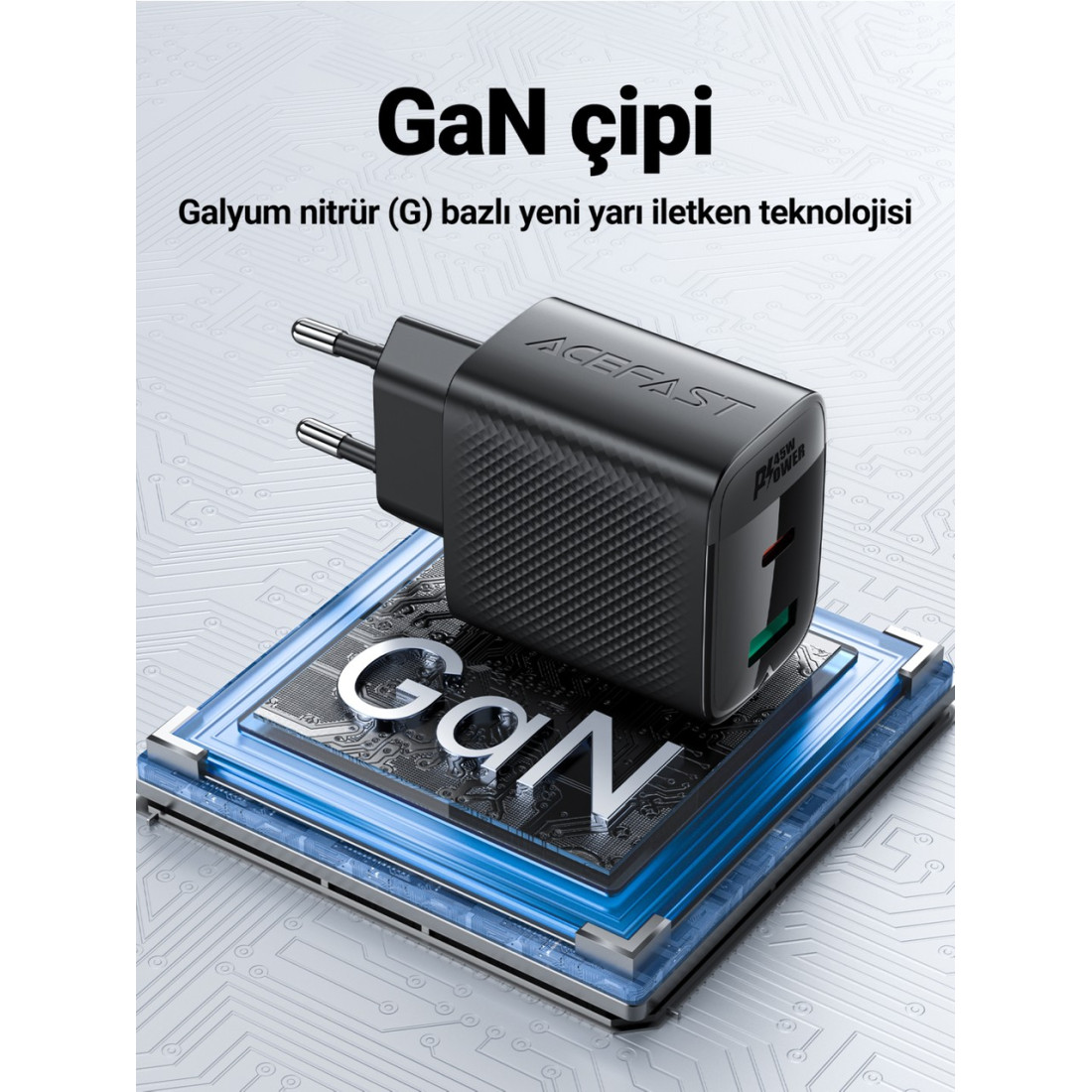 Acefast 45W PD USB-C + USB-A 2 Port Hızlı Şarj Aleti Isı Düşüren GaN Destekli Akım Korumalı Güç Adaptörü iPhone & Android & iPad & MacBook Type-C - A106 (Acefast Türkiye Garantili)