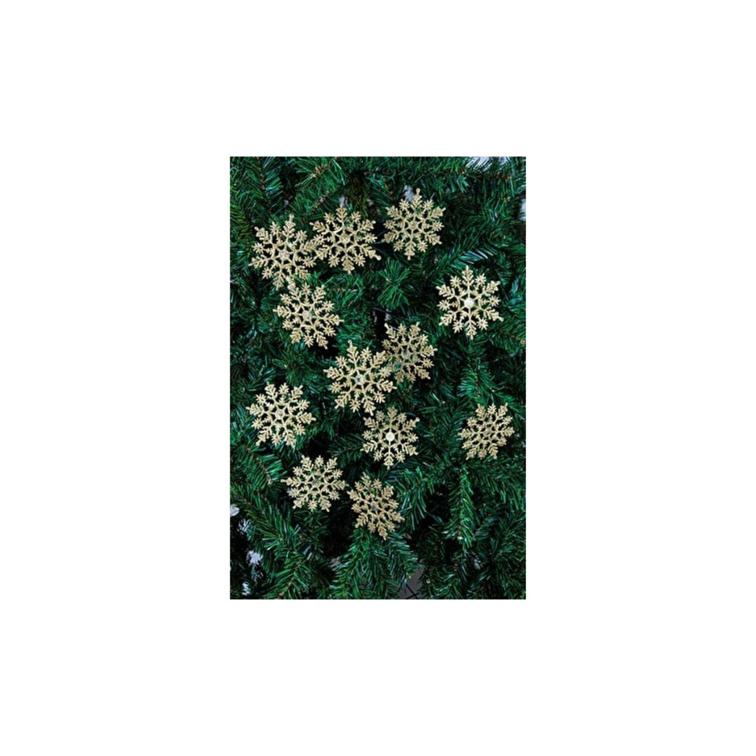 Waldern Yılbaşı Çam Ağacı Süsü Simli Kar tanesi 12li - Gold