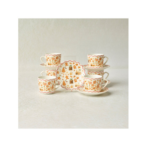 Karaca New Year Yılbaşı Gingerbread 6 Kişilik Kahve Fincan Takımı 80 ml