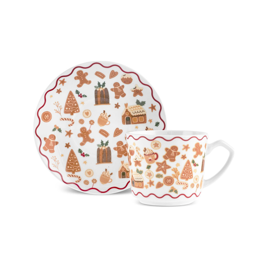 Karaca New Year Yılbaşı Gingerbread 6 Kişilik Kahve Fincan Takımı 80 ml