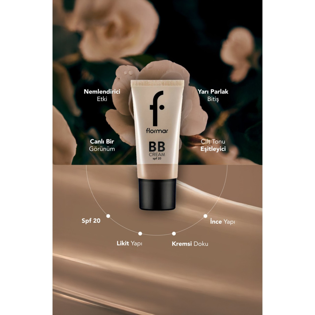 Flormar Hafif Yapılı & Yarı Parlak Bitişli SPF20 Nemlendirici BB Krem (001 Fair) 8690604535385