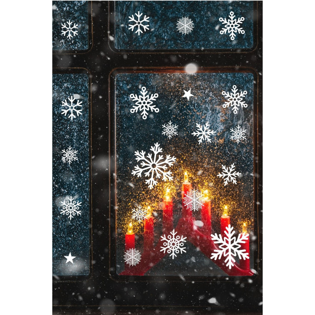 tifopix Yeni Yıl Kar Taneleri Sticker Seti - Yeni Yıl Kış Temalı Kar Taneleri Yılbaşı Cam Etiket Seti