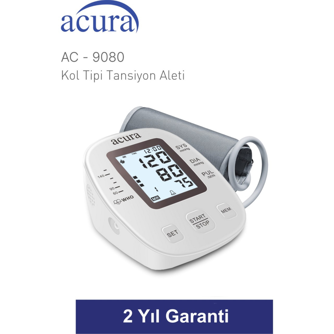 Acura Ac-9080 Işıklı Ekranlı 198 Hafızalı Koldan Tansiyon Aleti