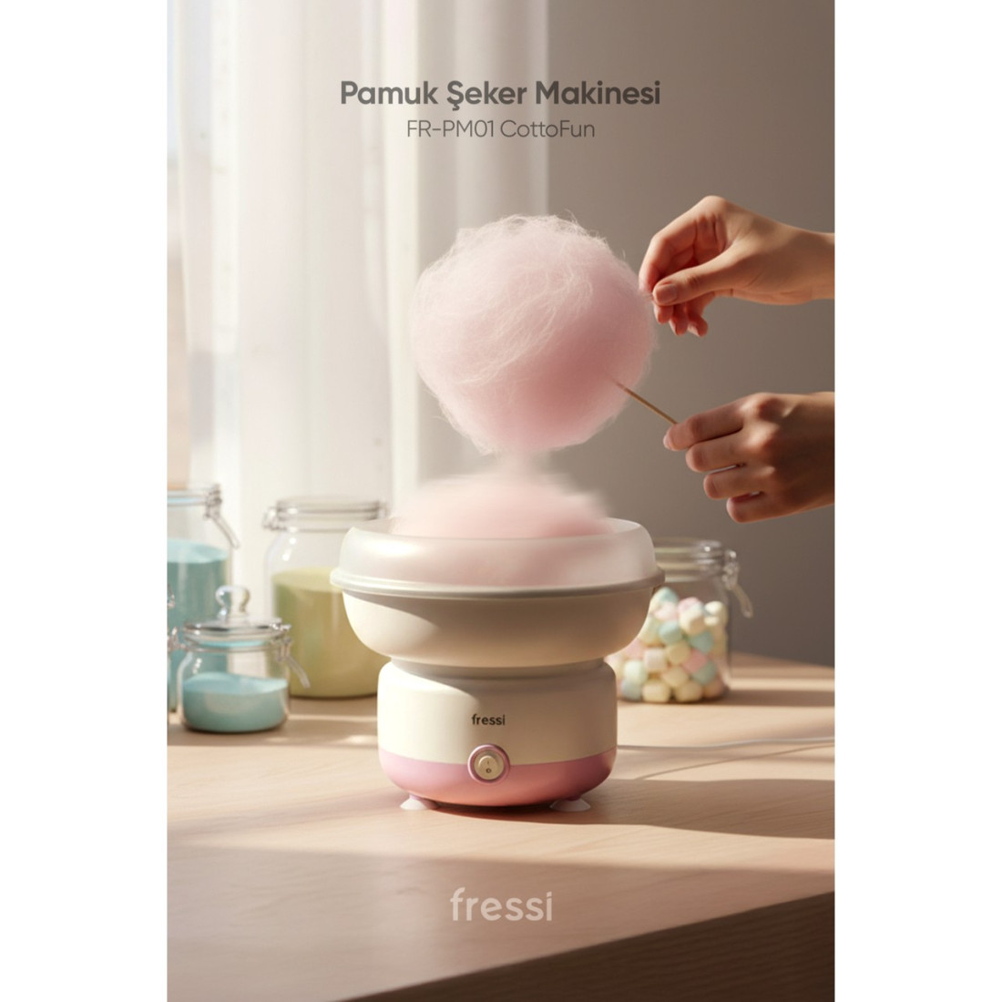 Fressi Çelik Hazneli 500W Pamuk Şeker Makinesi FR-PM01 CottoFun
