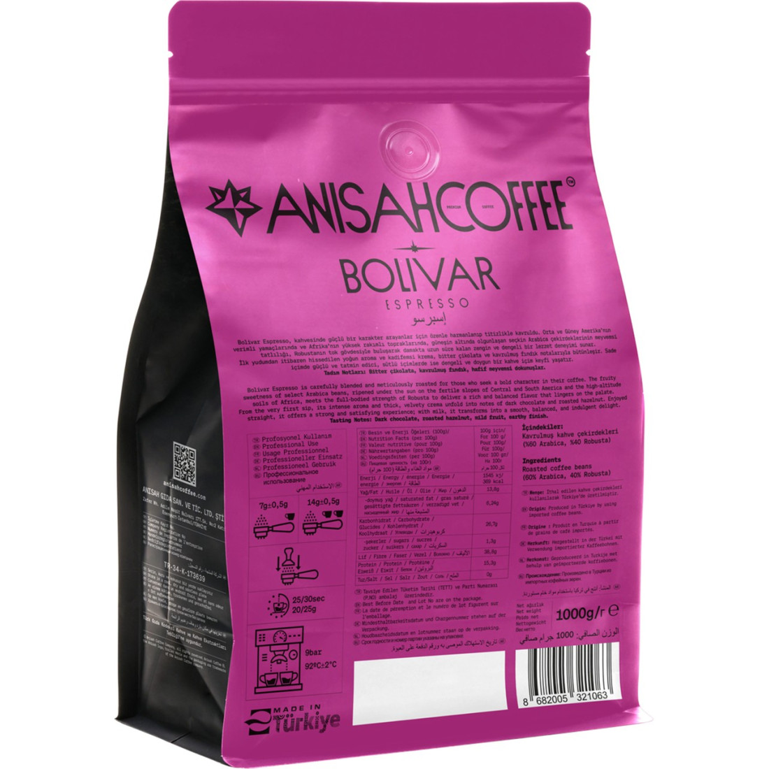 Anisah Coffee Bolivar Espresso Çekirdek Kahve | 1000gr