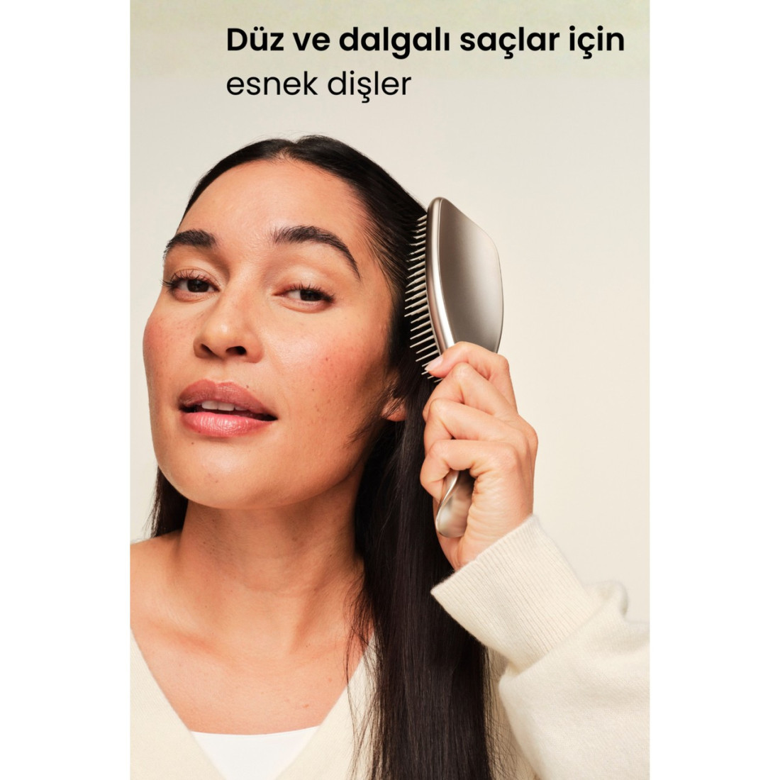 Tangle Teezer Ultimate Detangler Tarak Dolaşık Açıcı Islak & Kuru Düz ve Kıvırcık Saçlar için Bej Renk