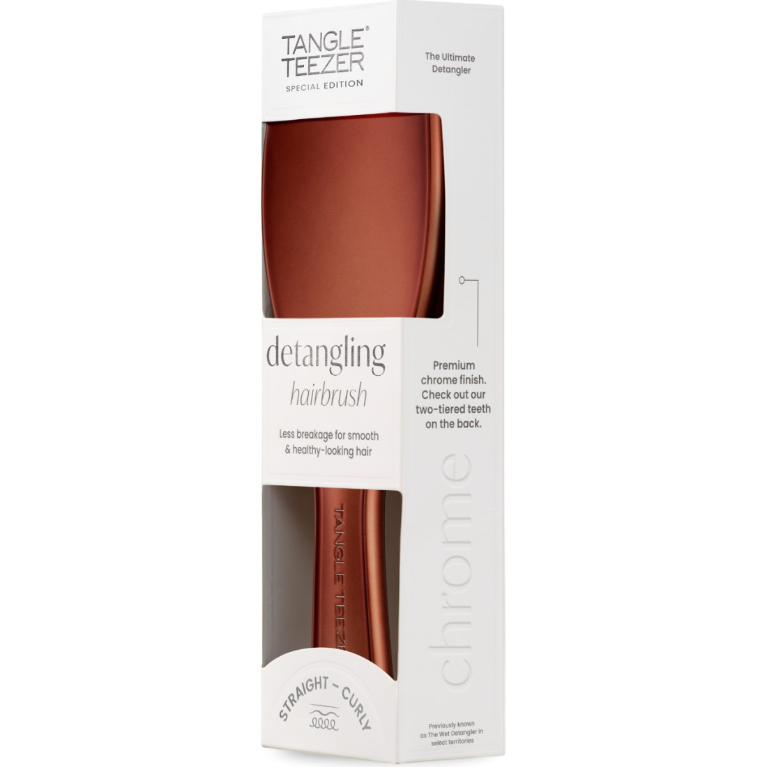 Tangle Teezer Ultimate Detangler Saç Fırçası-Tarak Düz ve Kıvırcık Saçlar için Chrome Choc Bronze Renk