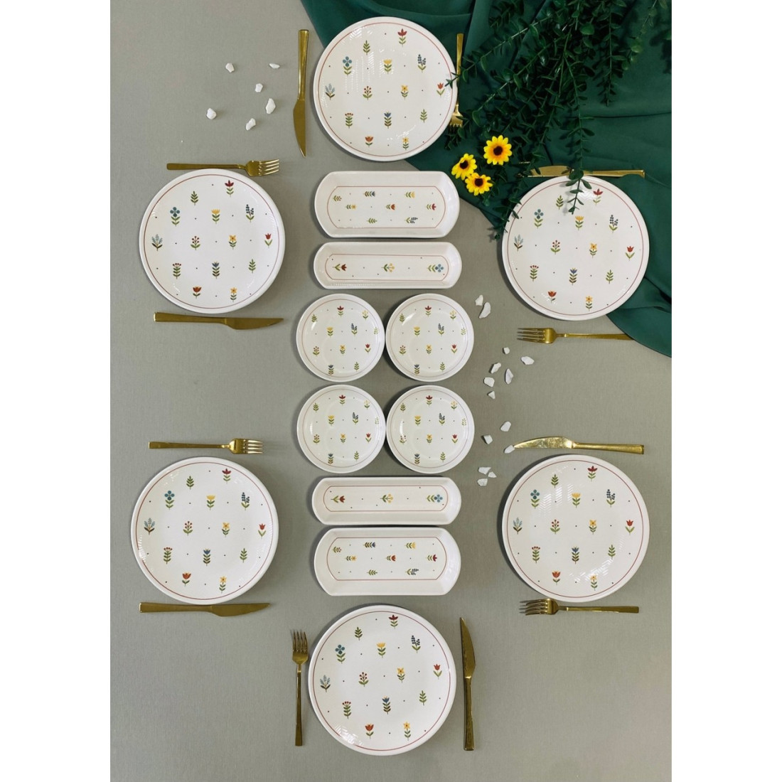 Pastel Bahçe Model 6 Kişilik 14 Parça Kahvaltı Takımı