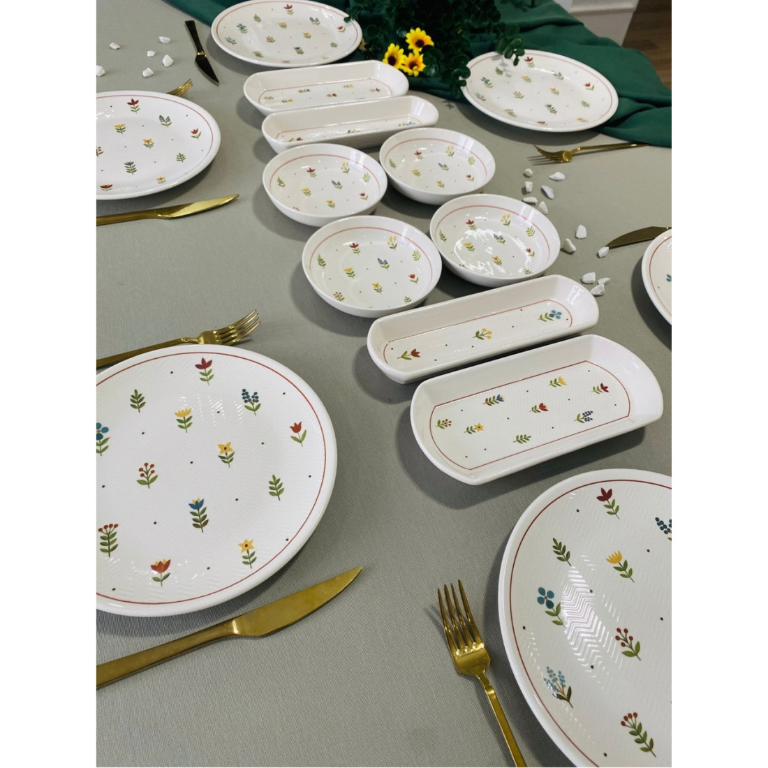 Pastel Bahçe Model 6 Kişilik 14 Parça Kahvaltı Takımı