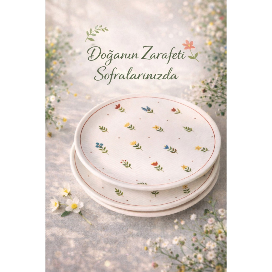 Pastel Bahçe Model 6 Kişilik 14 Parça Kahvaltı Takımı