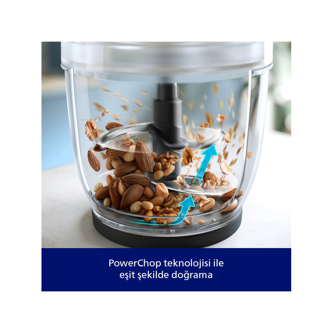 Philips HR1502/00 4 Bıçaklı Doğrayıcı 3000 Serisi Siyah Plastik Hazneli 500 W Güç ve PowerChop Teknolojisi