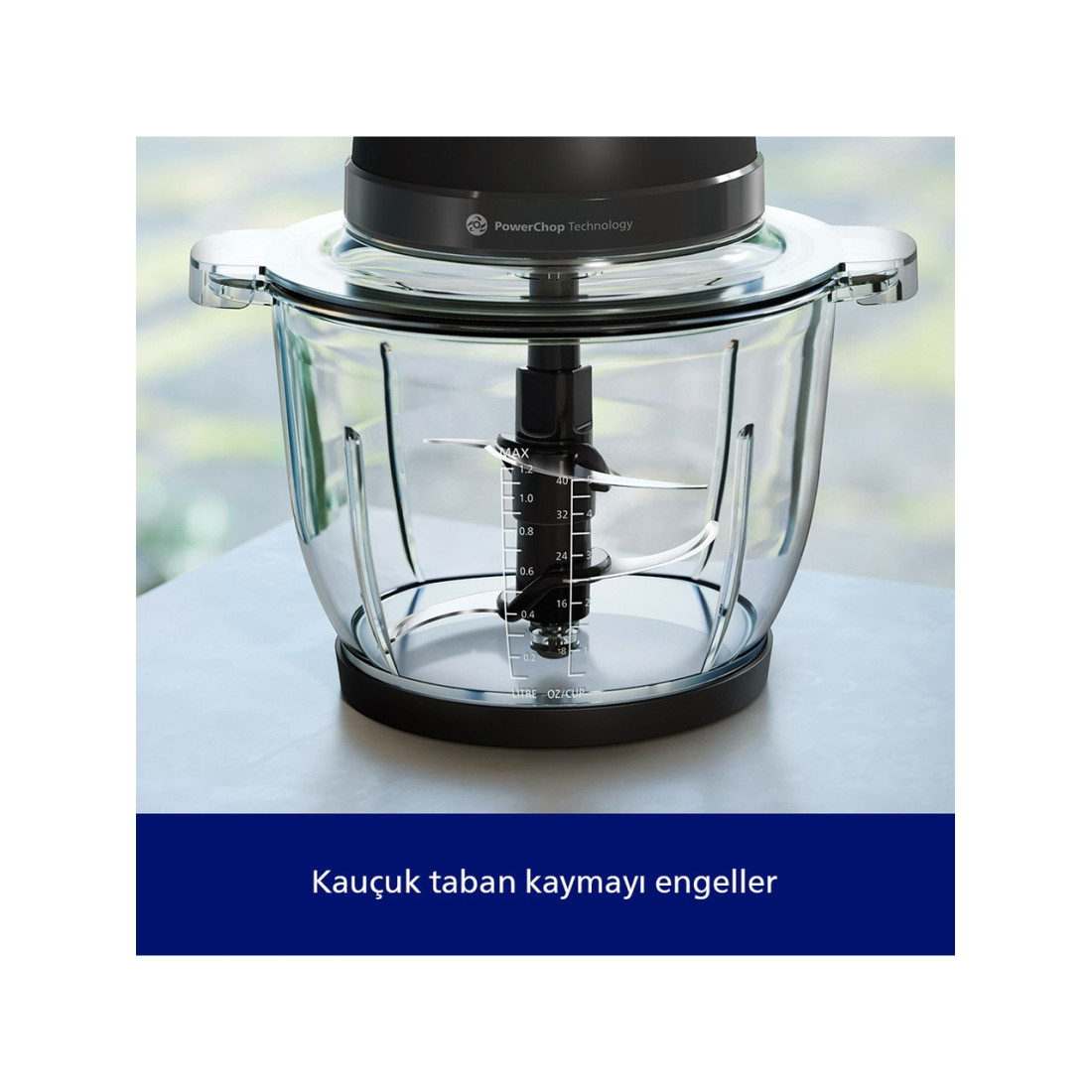 Philips HR1502/00 4 Bıçaklı Doğrayıcı 3000 Serisi Siyah Plastik Hazneli 500 W Güç ve PowerChop Teknolojisi