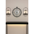 MetaQuartz Aksesuar Chakra Roma ( Siyah Gümüş ) Full Çelik Roma Rakamlı (Pilli Led) Modern (Mobilya) Duvar Saati