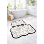Decomia Home Dijital Kaymaz Yıkanabilir İkili Modern Banyo Paspası Banyo Halısı Banyo Dekor (40x60+60x90 cm)