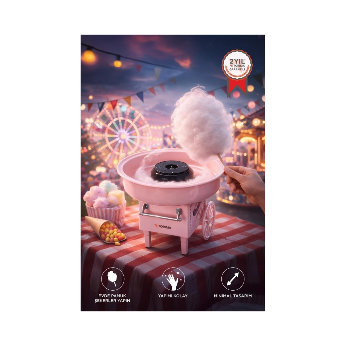 Torima Ev Tipi Pamuk Şeker Makinesi TCCM01 Pembe