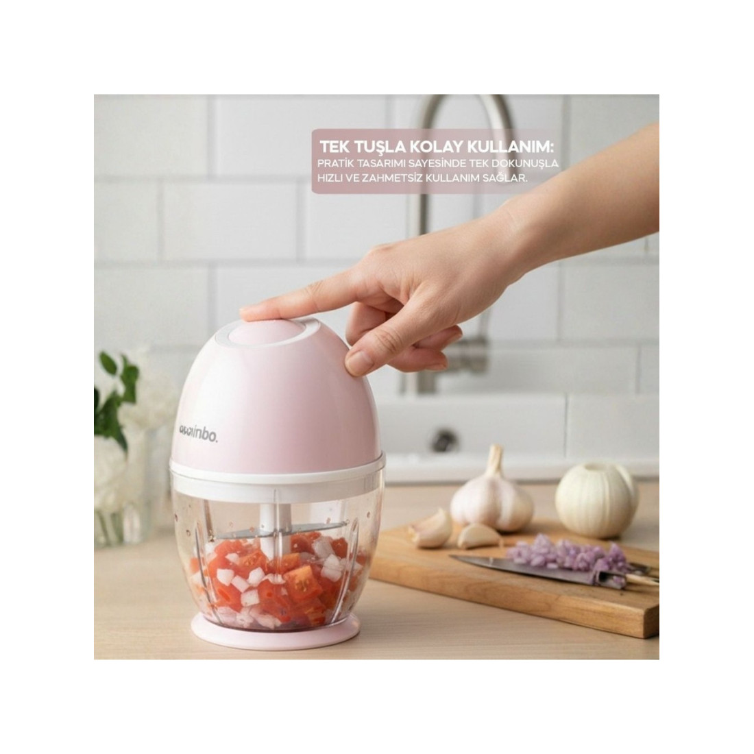 Sinbo Shb 7503 Şarjlı Mini Doğrayıcı Rondo Paslanmaz Çelik 3 Bıçaklı