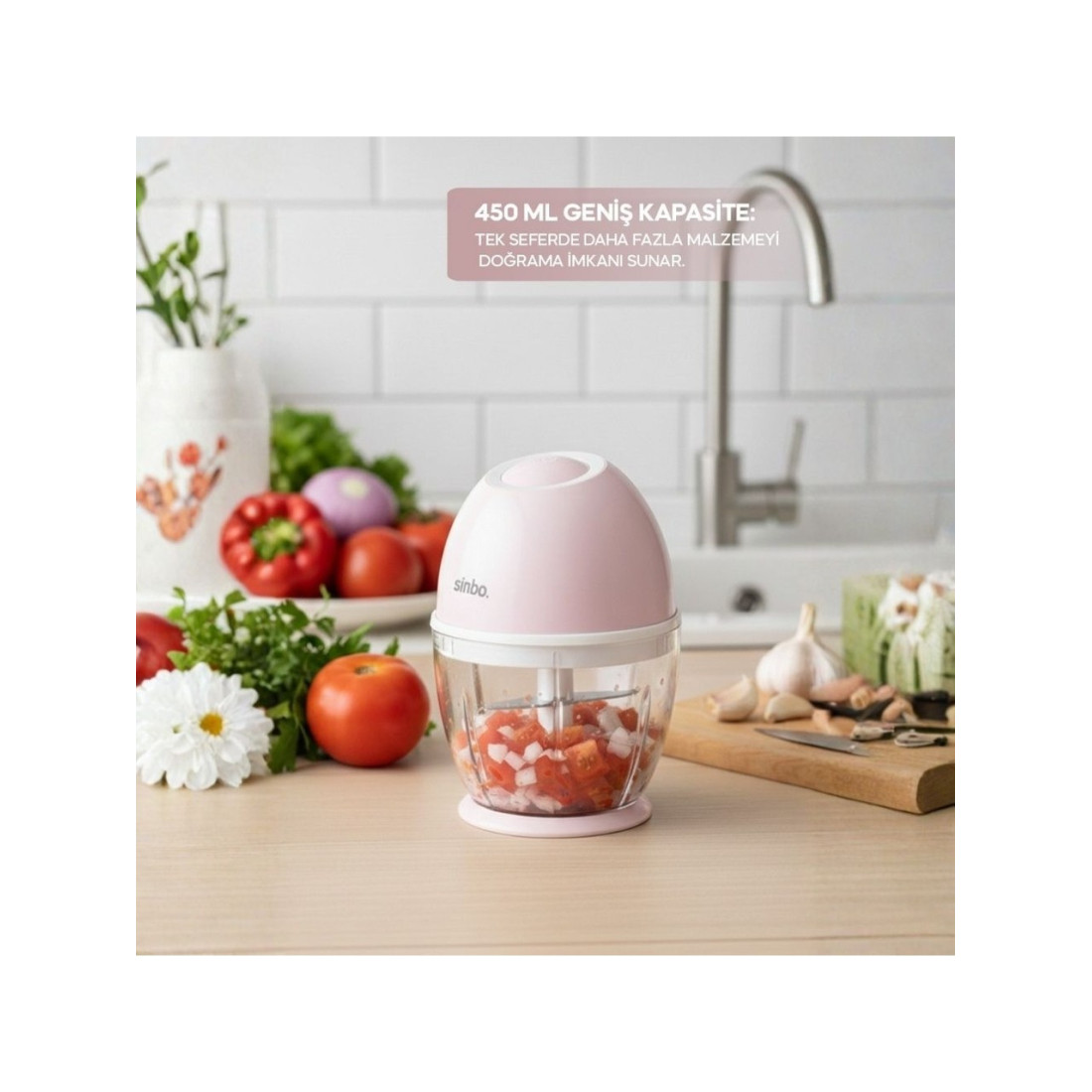 Sinbo Shb 7503 Şarjlı Mini Doğrayıcı Rondo Paslanmaz Çelik 3 Bıçaklı