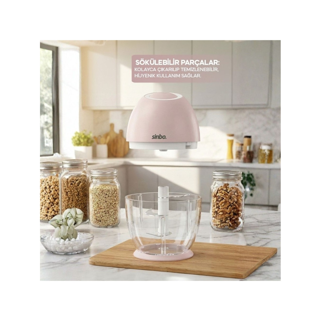 Sinbo Shb 7503 Şarjlı Mini Doğrayıcı Rondo Paslanmaz Çelik 3 Bıçaklı