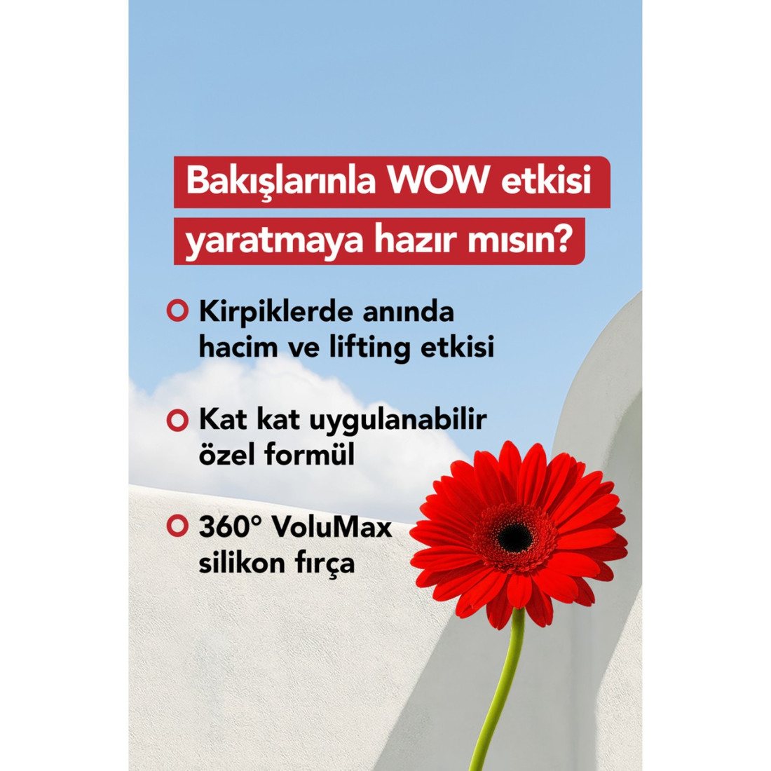 Flormar Volume Up Mascara Yoğun Hacim ve Lifting Etkili Kat Kat Uygulanabilir Maskara (000 Black) 8682536100724