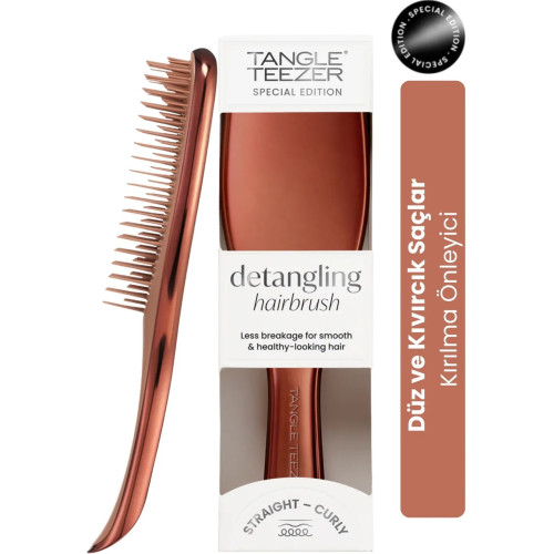 Tangle Teezer Ultimate Detangler Saç Fırçası-Tarak Düz ve Kıvırcık Saçlar için Chrome Choc Bronze Renk