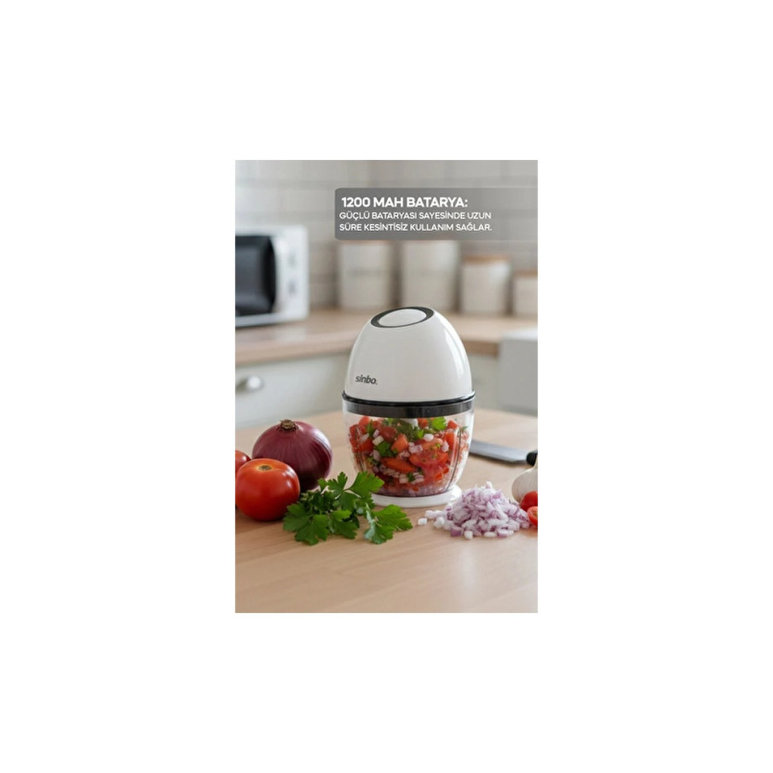 Sinbo SHB-7503 Paslanmaz Çelik Bıçaklı Şarjlı Kablosuz Rondo 450 ml Beyaz Plastik Hazneli