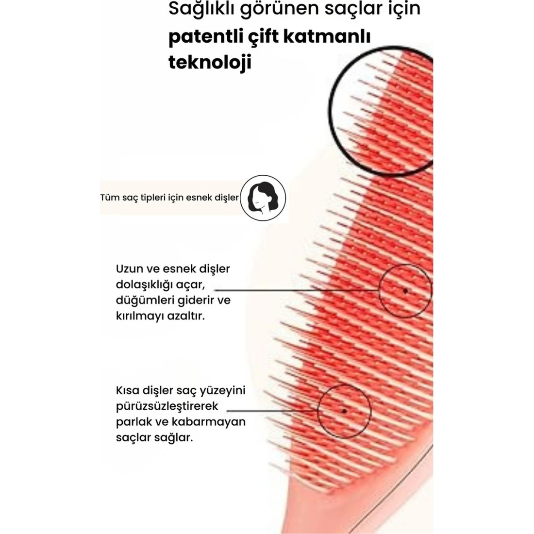 Tangle Teezer The Ultimate Detangler Large Peach Eletriklenme Önleyici Saç Fırçası-Tarak (Düz ve Kıvırcık Saçlar)