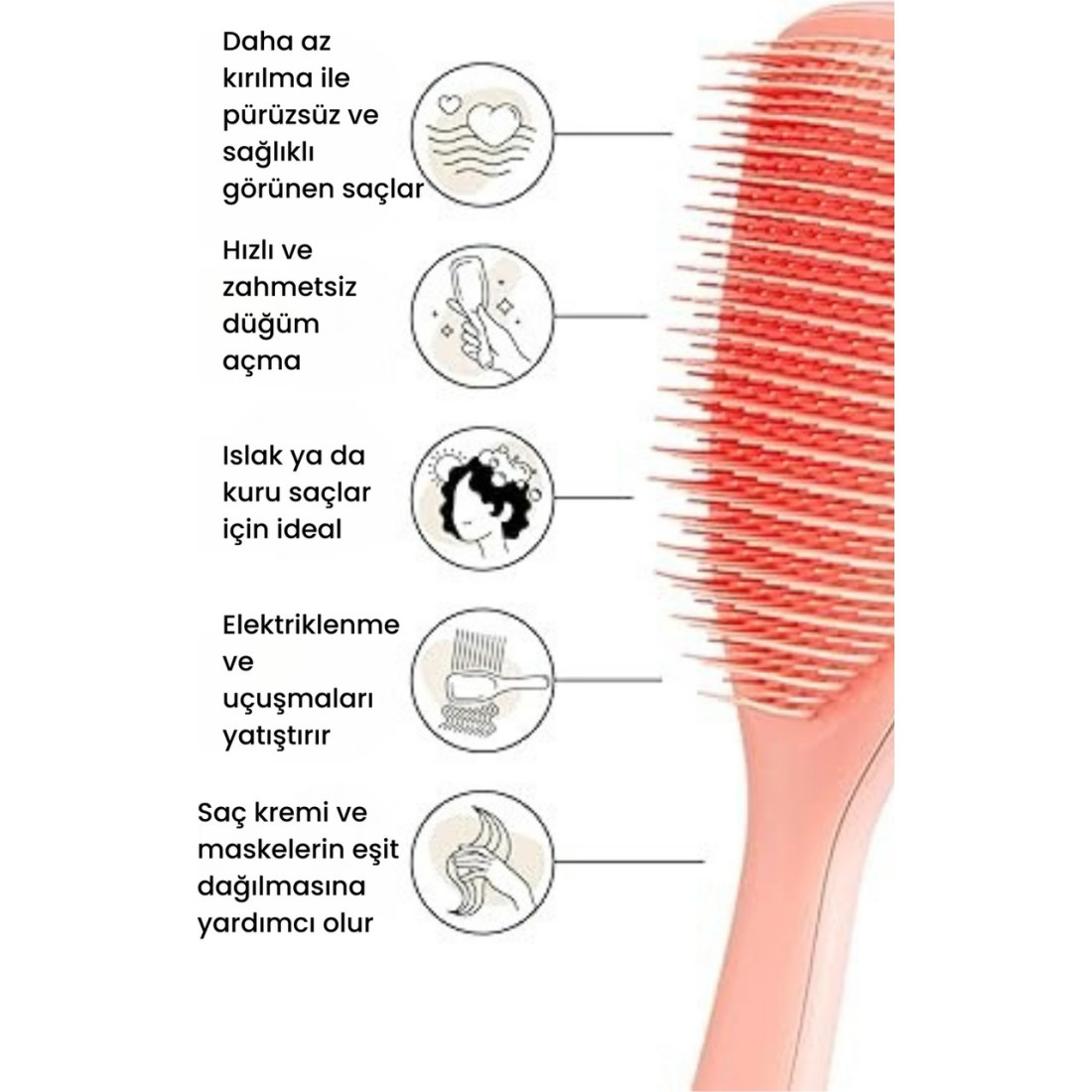 Tangle Teezer The Ultimate Detangler Large Peach Eletriklenme Önleyici Saç Fırçası-Tarak (Düz ve Kıvırcık Saçlar)
