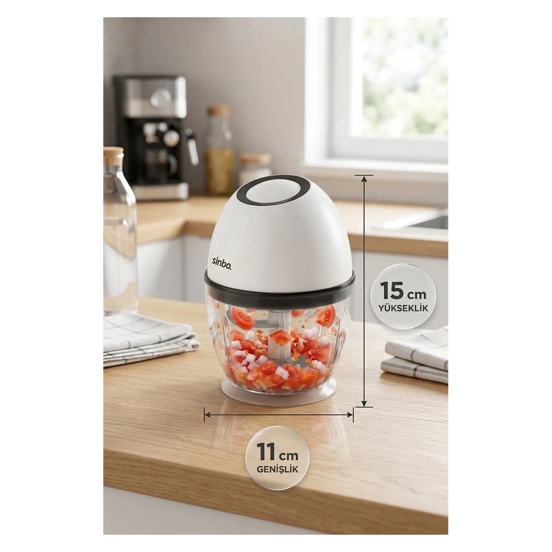 Sinbo SHB-7503 Paslanmaz Çelik Bıçaklı Şarjlı Kablosuz Rondo 450 ml Beyaz Plastik Hazneli