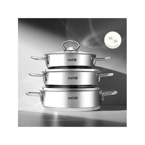 Nehir Silver 6 Parça Paslanmaz Çelik Sahan Seti (16-18-20 cm)