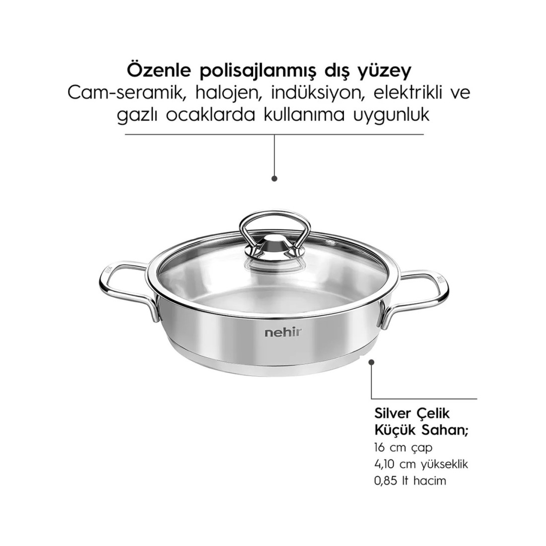 Nehir Silver 6 Parça Paslanmaz Çelik Sahan Seti (16-18-20 cm)