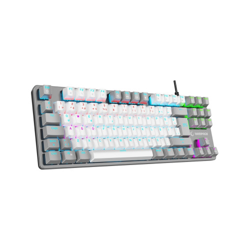 Rampage SNUG K14 Beyaz/Gri BLUE SWITCH Mekanik Gaming Oyuncu Klavye Rainbow TKL