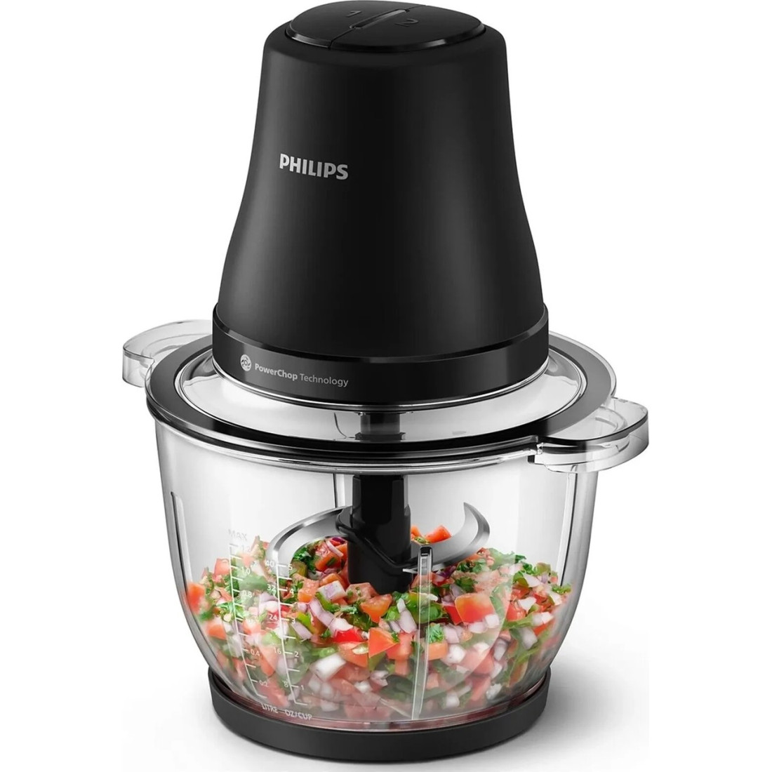 Philips HR1502/00 4 Bıçaklı Doğrayıcı 3000 Serisi Siyah Plastik Hazneli 500 W Güç ve PowerChop Teknolojisi