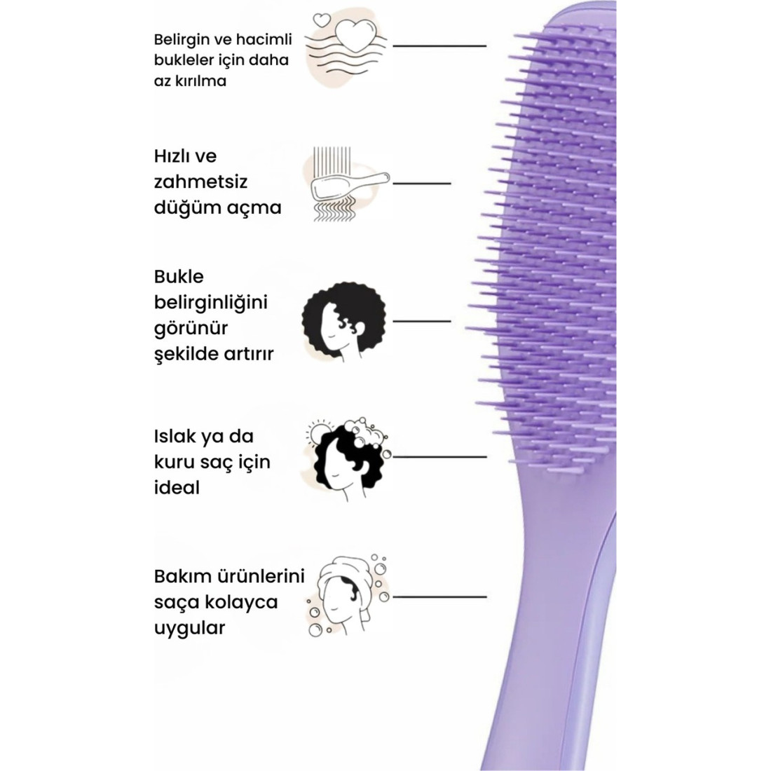 Tangle Teezer The Ultimate Detangler Wet Naturally Curly Eletriklenme Önleyici Saç Fırçası-Tarak (Dalgalı Saçlar)