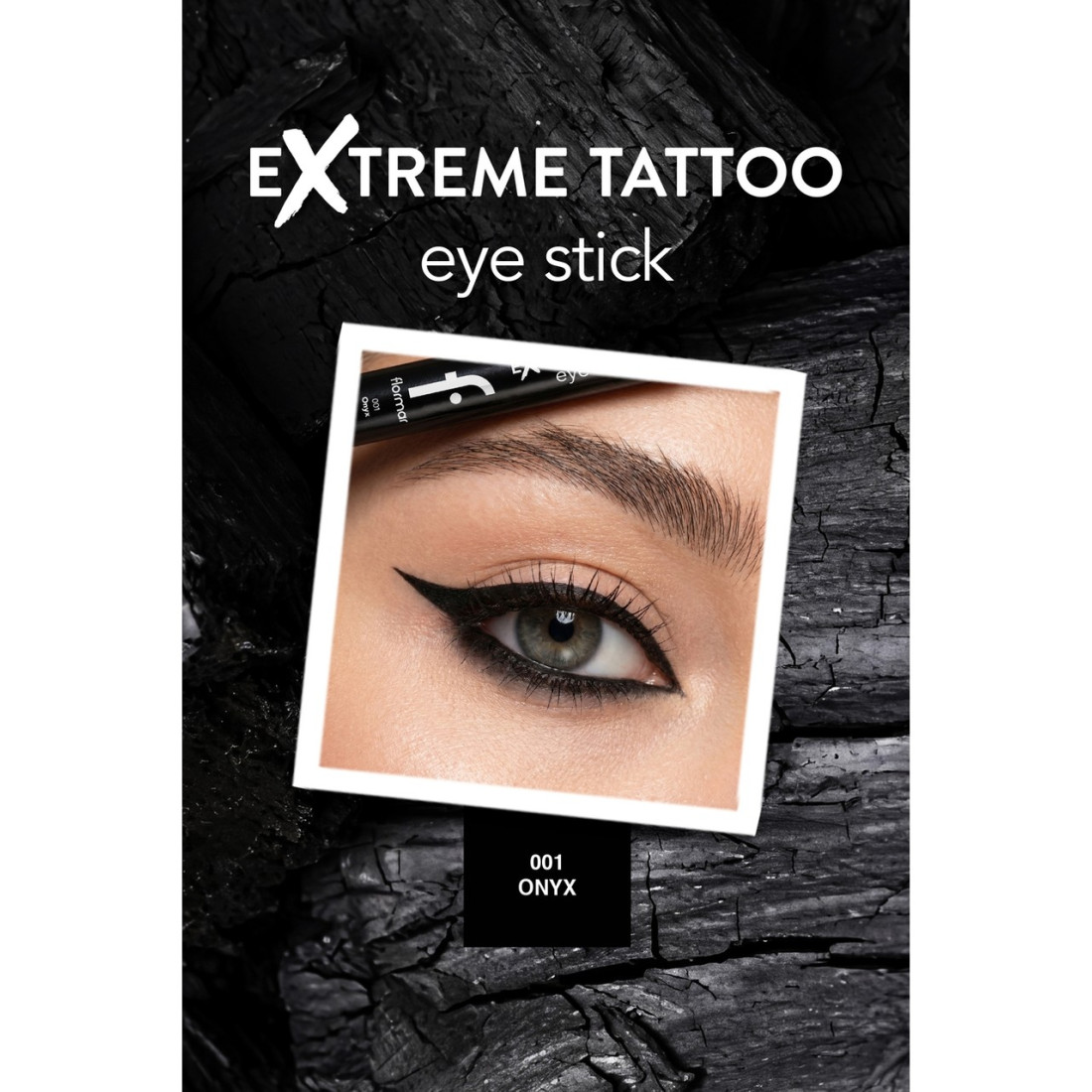 Flormar Extreme Tattoo Mat & Işıltılı Asansörlü Kalemtıraşlı Jel Göz Kalemi & Far Stick - 001 Onyx