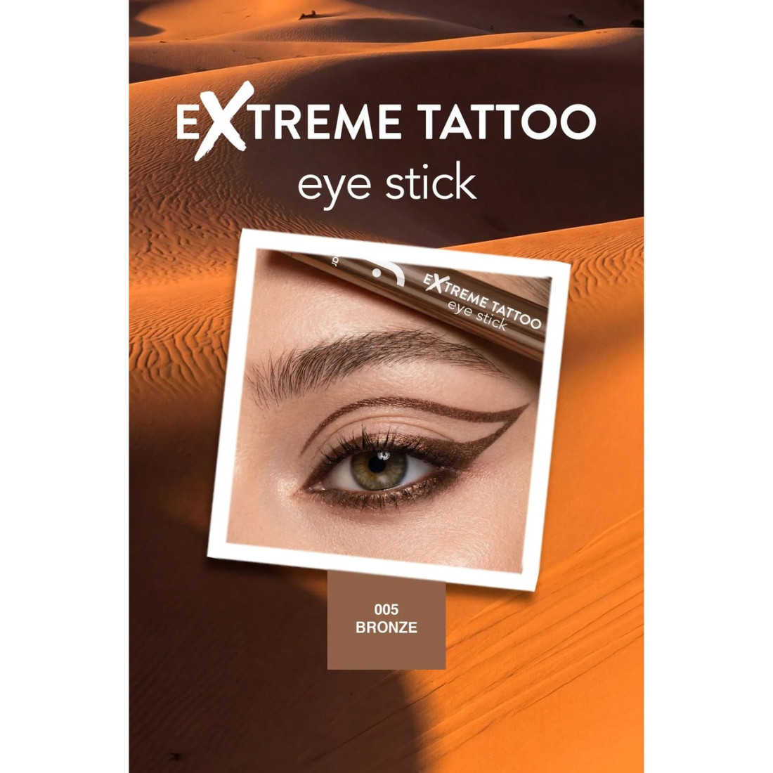 Flormar Extreme Tattoo Mat & Işıltılı Asansörlü Kalemtıraşlı Jel Göz Kalemi & Far Stick - 005 Bronze
