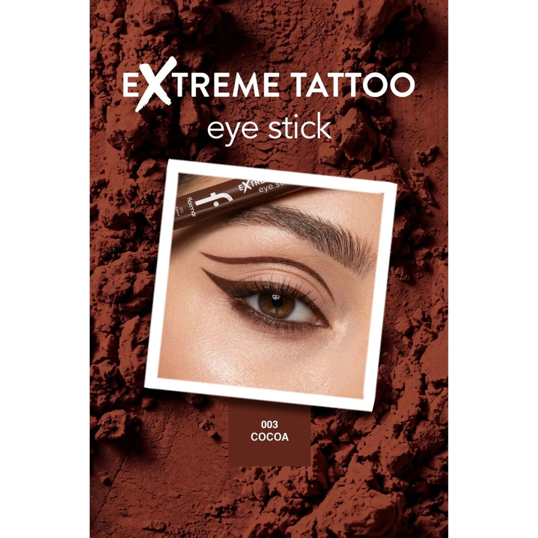 Flormar Extreme Tattoo Mat & Işıltılı Asansörlü Kalemtıraşlı Jel Göz Kalemi & Far Stick - 003 Cocoa